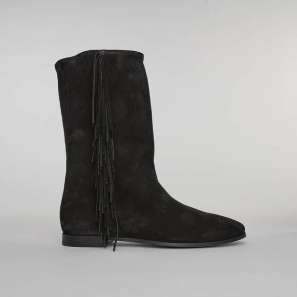 Pierre Hardy Texas Suede Fringe Mid Boots in Black 37.5 - Picture 2 of 4